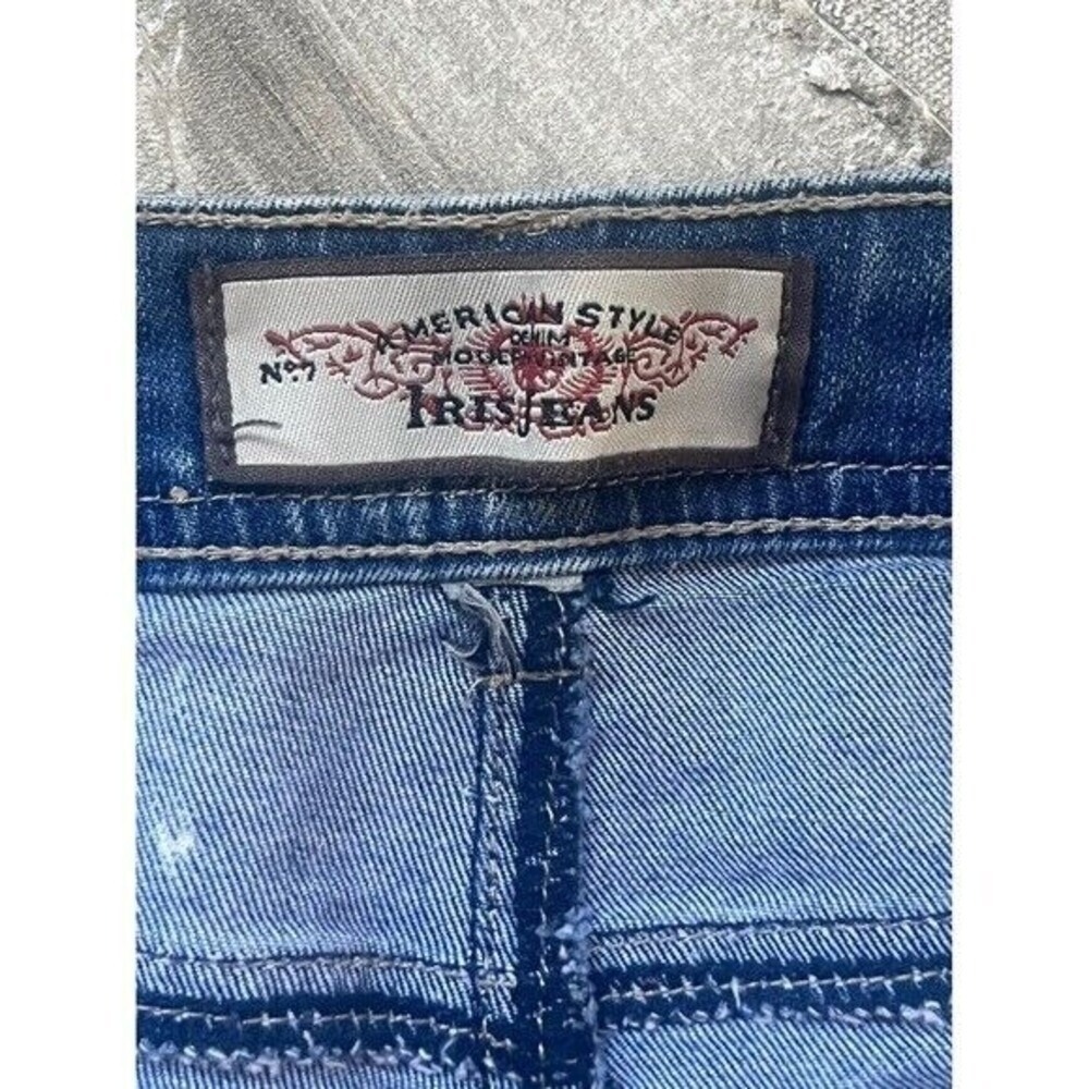 Light Blue Wash Iris Jeans Cut Off Stretch Denim Short Shorts  Distressed Size 9 - Picture 2 of 16